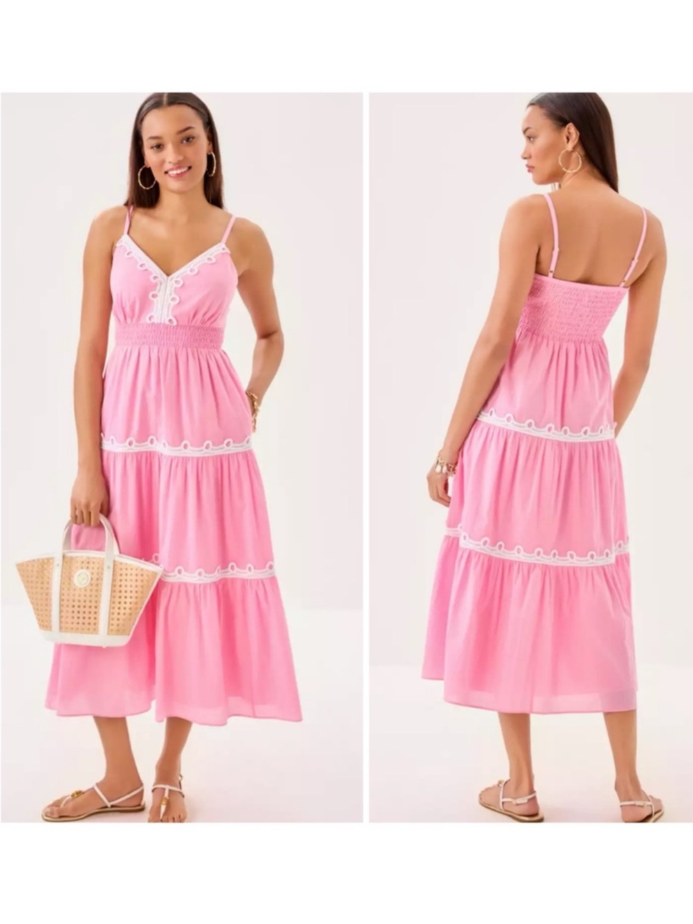 Lilly Pulitzer Zanna Cotton Midi Dress Conch Shell Pink Size 4